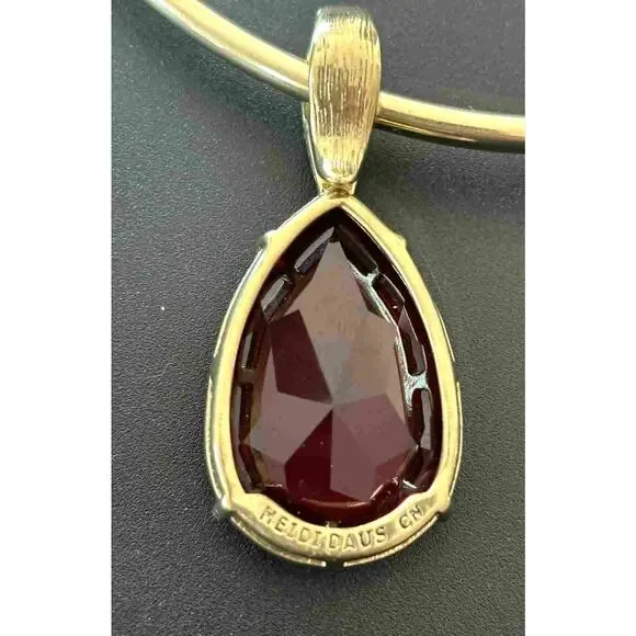 Heidi Daus Red Ruby Tear Drop w/Gold Collar Enhancer Choker Necklace Gold Tone - Picture 6 of 6